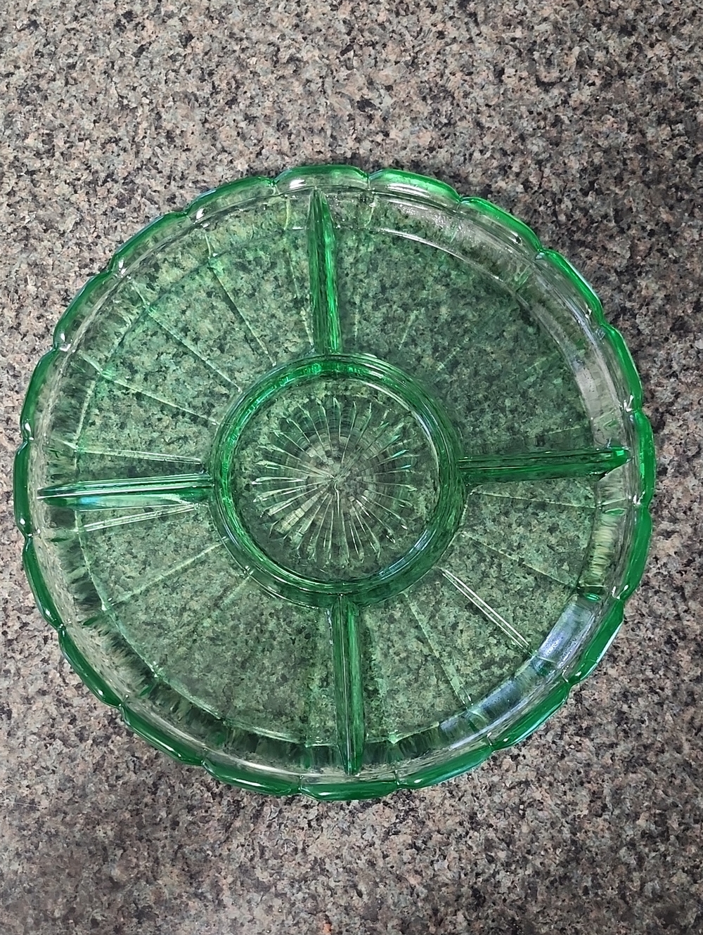 Vintage Uranium Divided Dish
